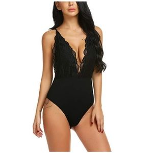 Deep V Plunging Teddy Lace Backless Teddy Lingerie